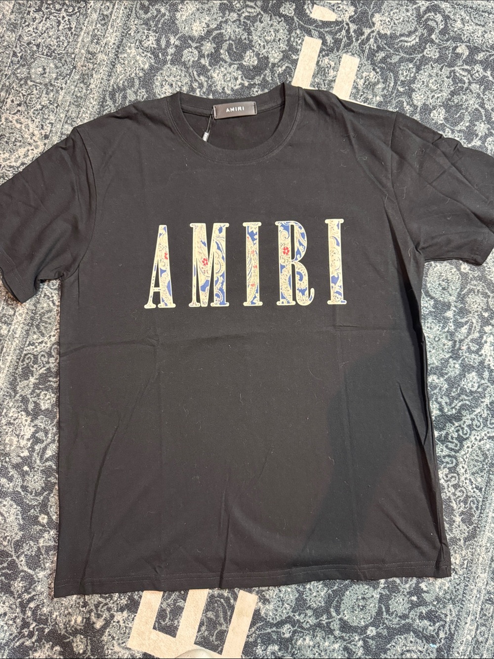 AMIRI Black Tee with Patterned Lettering